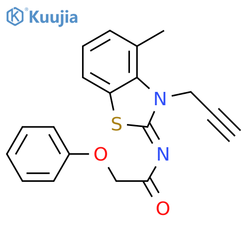 N-(2Z)-4-methyl-3-(prop-2-yn-1-yl)-2,3-dihydro-1,3-benzothiazol-2-ylidene-2-phenoxyacetamide structure