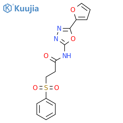 3-(benzenesulfonyl)-N-5-(furan-2-yl)-1,3,4-oxadiazol-2-ylpropanamide structure