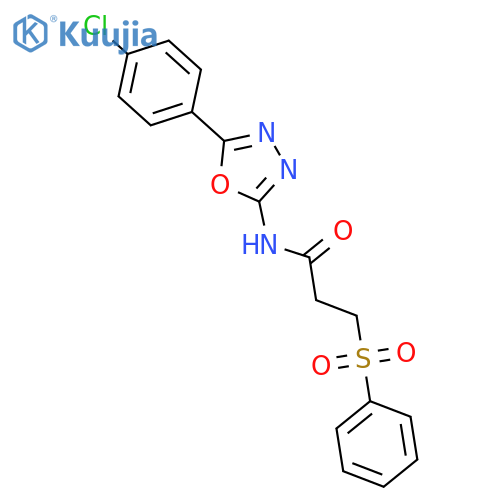 3-(benzenesulfonyl)-N-5-(4-chlorophenyl)-1,3,4-oxadiazol-2-ylpropanamide structure