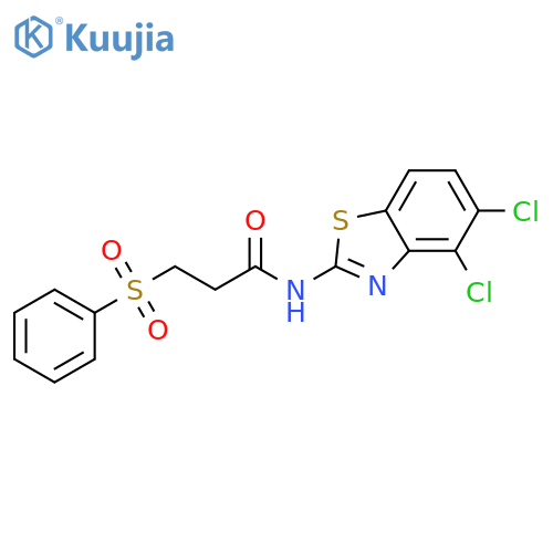 3-(benzenesulfonyl)-N-(4,5-dichloro-1,3-benzothiazol-2-yl)propanamide structure