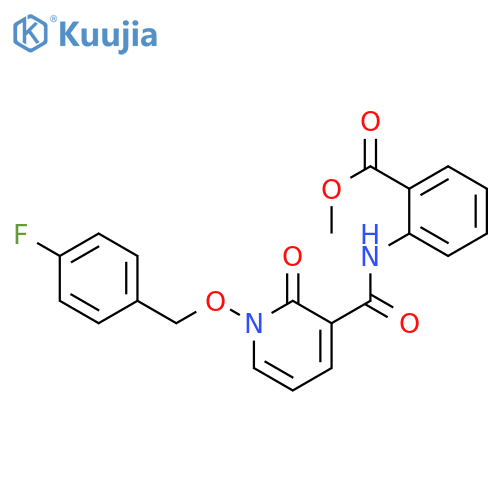 methyl 2-{1-(4-fluorophenyl)methoxy-2-oxo-1,2-dihydropyridine-3-amido}benzoate structure