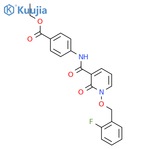 ethyl 4-{1-(2-fluorophenyl)methoxy-2-oxo-1,2-dihydropyridine-3-amido}benzoate structure