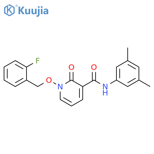 N-(3,5-dimethylphenyl)-1-(2-fluorophenyl)methoxy-2-oxo-1,2-dihydropyridine-3-carboxamide structure