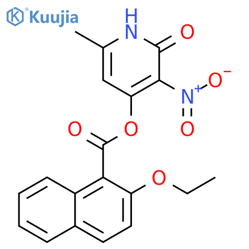 6-methyl-3-nitro-2-oxo-1,2-dihydropyridin-4-yl 2-ethoxynaphthalene-1-carboxylate structure