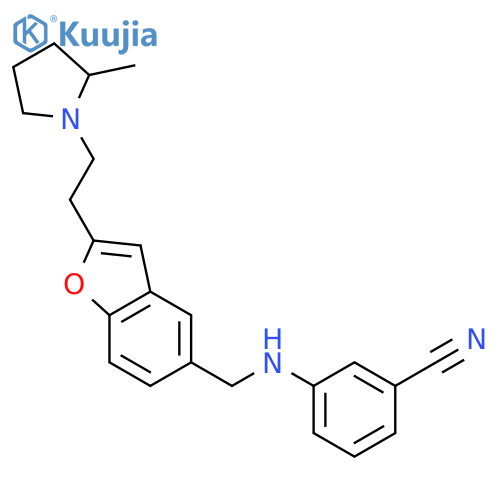 Benzonitrile,3-[[[2-[2-[(2R)-2-methyl-1-pyrrolidinyl]ethyl]-5-benzofuranyl]methyl]amino]- structure