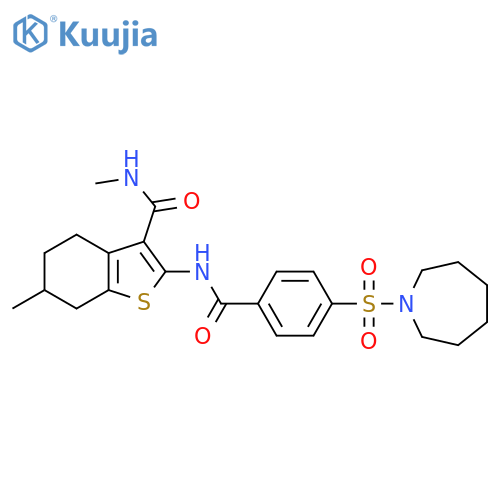 2-4-(azepane-1-sulfonyl)benzamido-N,6-dimethyl-4,5,6,7-tetrahydro-1-benzothiophene-3-carboxamide structure