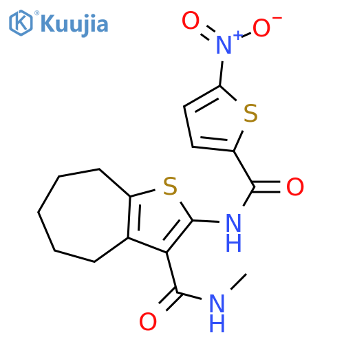 N-3-(methylcarbamoyl)-4H,5H,6H,7H,8H-cycloheptabthiophen-2-yl-5-nitrothiophene-2-carboxamide structure