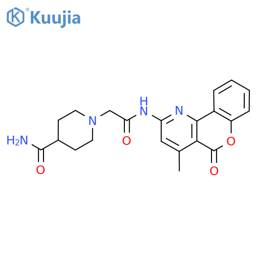 1-({4-methyl-5-oxo-5H-chromeno4,3-bpyridin-2-yl}carbamoyl)methylpiperidine-4-carboxamide structure