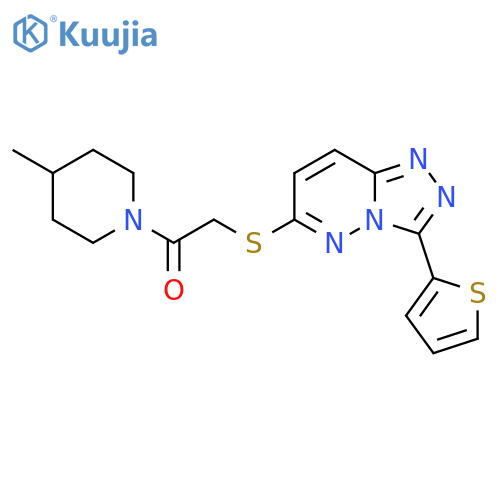 1-(4-methylpiperidin-1-yl)-2-{3-(thiophen-2-yl)-1,2,4triazolo4,3-bpyridazin-6-ylsulfanyl}ethan-1-one structure