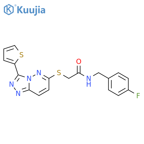 N-(4-fluorophenyl)methyl-2-{3-(thiophen-2-yl)-1,2,4triazolo4,3-bpyridazin-6-ylsulfanyl}acetamide structure