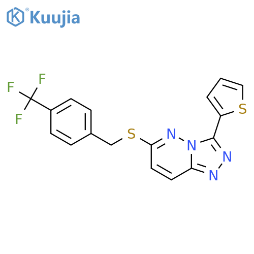 3-(thiophen-2-yl)-6-({4-(trifluoromethyl)phenylmethyl}sulfanyl)-1,2,4triazolo4,3-bpyridazine structure