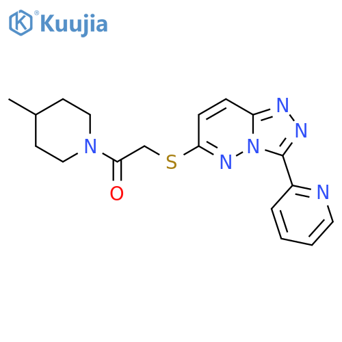 1-(4-methylpiperidin-1-yl)-2-{3-(pyridin-2-yl)-1,2,4triazolo4,3-bpyridazin-6-ylsulfanyl}ethan-1-one structure