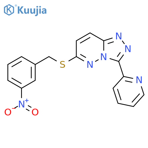 2-(6-{(3-nitrophenyl)methylsulfanyl}-1,2,4triazolo4,3-bpyridazin-3-yl)pyridine structure
