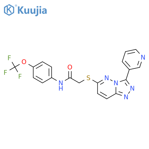 2-{3-(pyridin-3-yl)-1,2,4triazolo4,3-bpyridazin-6-ylsulfanyl}-N-4-(trifluoromethoxy)phenylacetamide structure