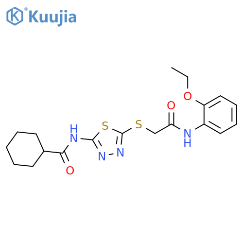 N-5-({(2-ethoxyphenyl)carbamoylmethyl}sulfanyl)-1,3,4-thiadiazol-2-ylcyclohexanecarboxamide structure