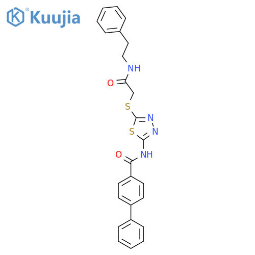 N-5-({(2-phenylethyl)carbamoylmethyl}sulfanyl)-1,3,4-thiadiazol-2-yl-1,1'-biphenyl-4-carboxamide structure