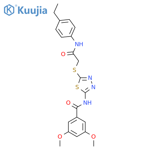 N-5-({(4-ethylphenyl)carbamoylmethyl}sulfanyl)-1,3,4-thiadiazol-2-yl-3,5-dimethoxybenzamide structure