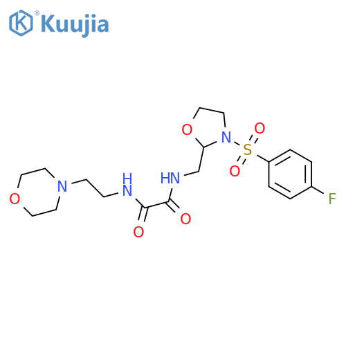 N-{3-(4-fluorobenzenesulfonyl)-1,3-oxazolidin-2-ylmethyl}-N'-2-(morpholin-4-yl)ethylethanediamide structure