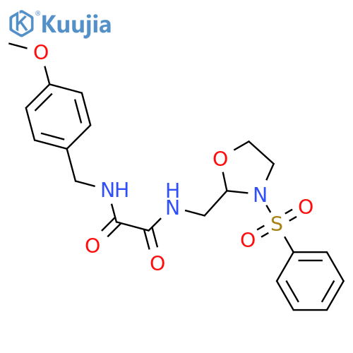 N-{3-(benzenesulfonyl)-1,3-oxazolidin-2-ylmethyl}-N'-(4-methoxyphenyl)methylethanediamide structure