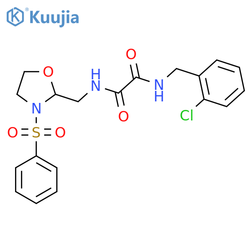 N-{3-(benzenesulfonyl)-1,3-oxazolidin-2-ylmethyl}-N'-(2-chlorophenyl)methylethanediamide structure