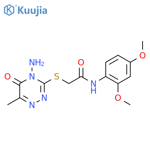 2-(4-amino-6-methyl-5-oxo-4,5-dihydro-1,2,4-triazin-3-yl)sulfanyl-N-(2,4-dimethoxyphenyl)acetamide structure