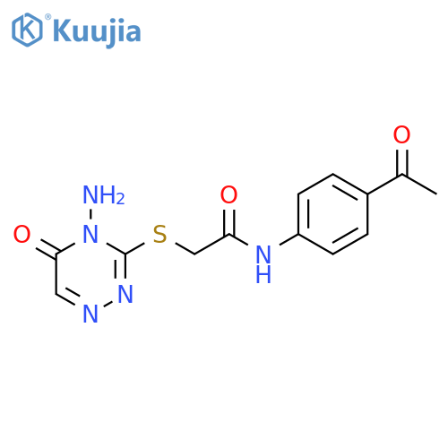 N-(4-acetylphenyl)-2-(4-amino-5-oxo-4,5-dihydro-1,2,4-triazin-3-yl)sulfanylacetamide structure