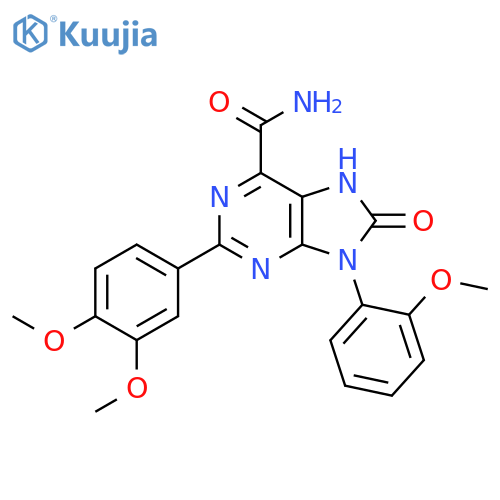 2-(3,4-dimethoxyphenyl)-9-(2-methoxyphenyl)-8-oxo-8,9-dihydro-7H-purine-6-carboxamide structure