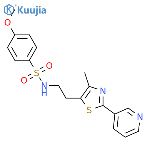 4-methoxy-N-{2-4-methyl-2-(pyridin-3-yl)-1,3-thiazol-5-ylethyl}benzene-1-sulfonamide structure
