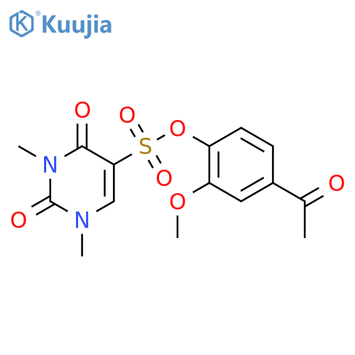 4-acetyl-2-methoxyphenyl 1,3-dimethyl-2,4-dioxo-1,2,3,4-tetrahydropyrimidine-5-sulfonate structure