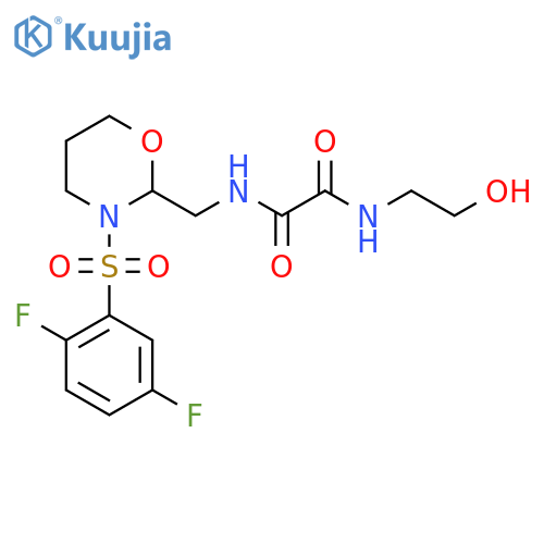 N'-{3-(2,5-difluorobenzenesulfonyl)-1,3-oxazinan-2-ylmethyl}-N-(2-hydroxyethyl)ethanediamide structure