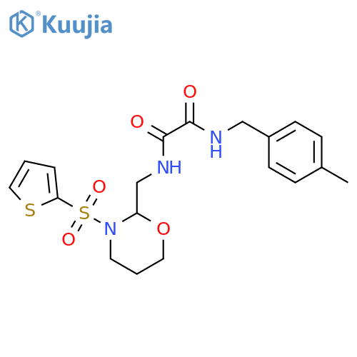 N'-(4-methylphenyl)methyl-N-{3-(thiophene-2-sulfonyl)-1,3-oxazinan-2-ylmethyl}ethanediamide structure