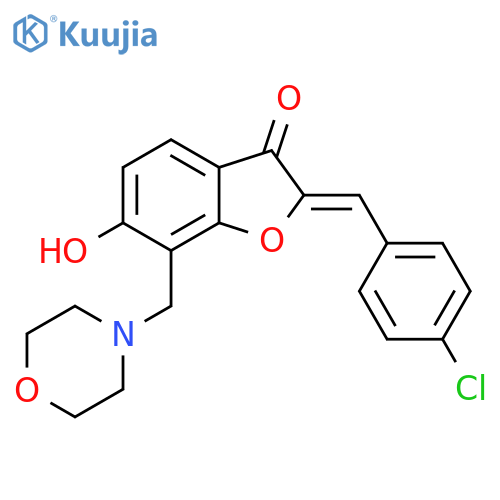 (2Z)-2-(4-chlorophenyl)methylidene-6-hydroxy-7-(morpholin-4-yl)methyl-2,3-dihydro-1-benzofuran-3-one structure