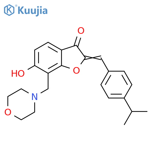 (2Z)-6-hydroxy-7-(morpholin-4-yl)methyl-2-{4-(propan-2-yl)phenylmethylidene}-2,3-dihydro-1-benzofuran-3-one structure