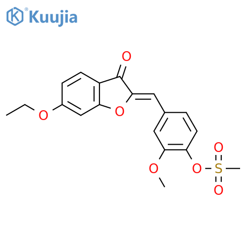 4-{(2Z)-6-ethoxy-3-oxo-2,3-dihydro-1-benzofuran-2-ylidenemethyl}-2-methoxyphenyl methanesulfonate structure