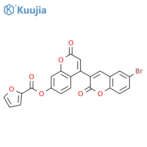 6-bromo-2,2'-dioxo-2H,2'H-3,4'-bichromene-7'-yl furan-2-carboxylate structure