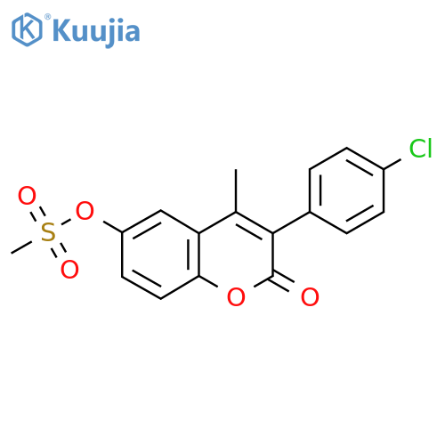 3-(4-chlorophenyl)-4-methyl-2-oxo-2H-chromen-6-yl methanesulfonate structure
