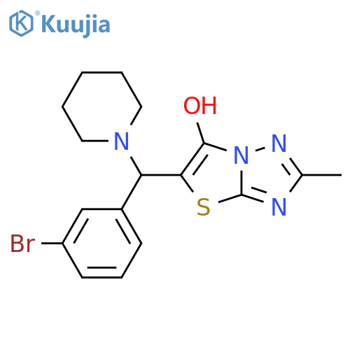 5-(3-bromophenyl)(piperidin-1-yl)methyl-2-methyl-1,2,4triazolo3,2-b1,3thiazol-6-ol structure