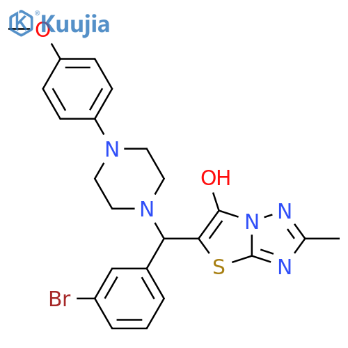 5-(3-bromophenyl)4-(4-methoxyphenyl)piperazin-1-ylmethyl-2-methyl-1,2,4triazolo3,2-b1,3thiazol-6-ol structure