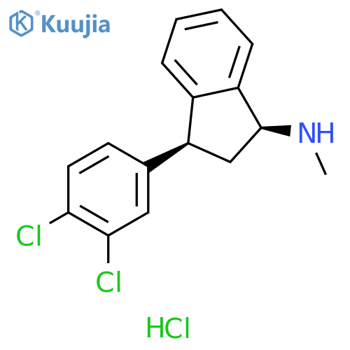1H-Inden-1-amine, 3-(3,4-dichlorophenyl)-2,3-dihydro-N-methyl-, hydrochloride (1:1), (1R,3R)-rel- structure