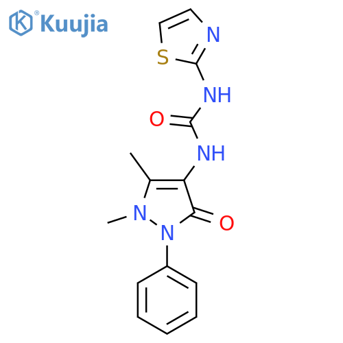 1-(2,3-dimethyl-5-oxo-1-phenyl-2,5-dihydro-1H-pyrazol-4-yl)-3-(thiazol-2-yl)urea structure