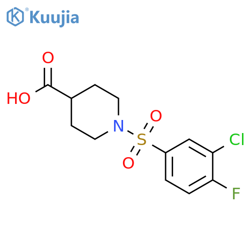1-(3-chloro-4-fluorobenzenesulfonyl)piperidine-4-carboxylic acid structure