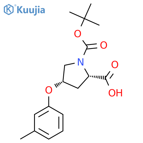 1,2-Pyrrolidinedicarboxylic acid, 4-(3-methylphenoxy)-,1-(1,1-dimethylethyl) ester, (2S,4S)- structure