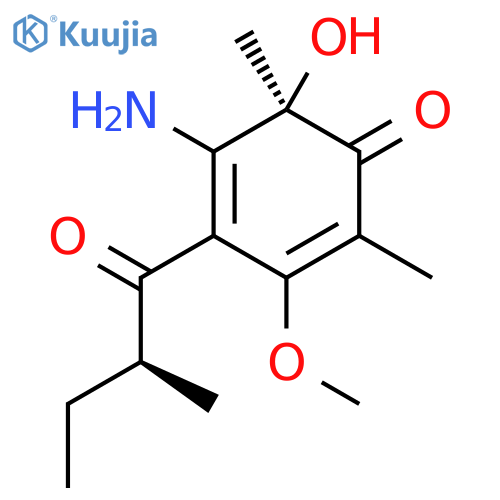 [R,(+)]-5-Amino-6-hydroxy-3-methoxy-2,6-dimethyl-4-[(2S)-2-methyl-1-oxobutyl]-2,4-cyclohexadiene-1-one structure