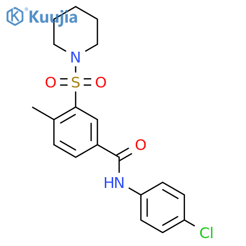 N-(4-chlorophenyl)-4-methyl-3-(piperidine-1-sulfonyl)benzamide structure