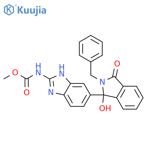 Carbamic acid, N-[6-[2,3-dihydro-1-hydroxy-3-oxo-2-(phenylmethyl)-1H-isoindol-1-yl]-1H-benzimidazol-2-yl]-, methyl ester structure