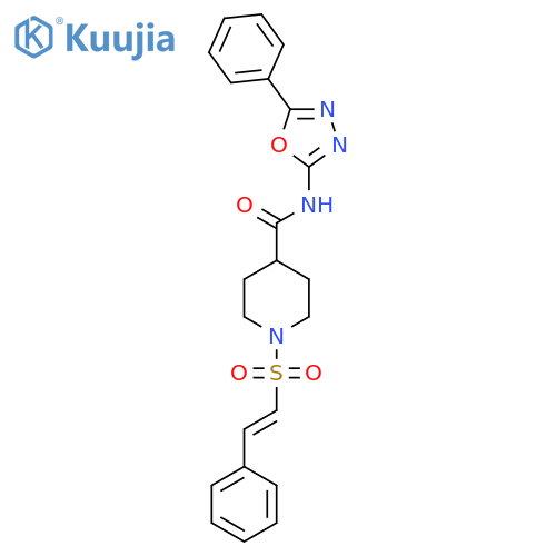 N-(5-phenyl-1,3,4-oxadiazol-2-yl)-1-(2-phenylethenesulfonyl)piperidine-4-carboxamide structure