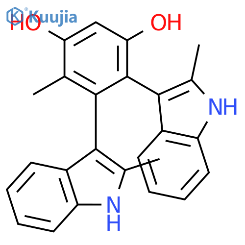 1,3-Benzenediol, 4-methyl-5,6-bis(2-methyl-1H-indol-3-yl)- structure