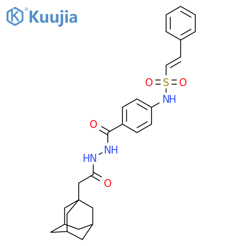 N-(4-{N'-[2-(adamantan-1-yl)acetyl]hydrazinecarbonyl}phenyl)-2-phenylethene-1-sulfonamide structure