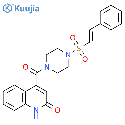 4-[4-(2-Phenylethenesulfonyl)piperazine-1-carbonyl]-1,2-dihydroquinolin-2-one structure