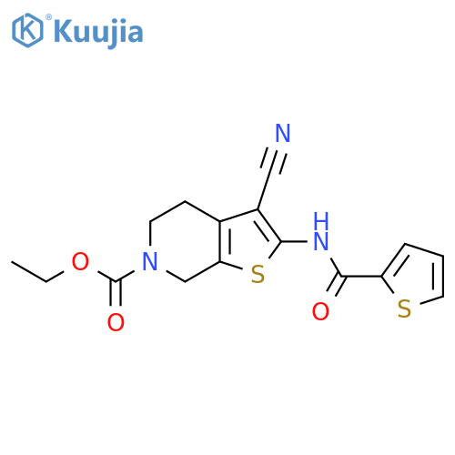 ethyl 3-cyano-2-(thiophene-2-amido)-4H,5H,6H,7H-thieno2,3-cpyridine-6-carboxylate structure